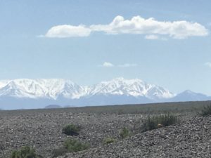 Snow covered Mountains along route 95 Nevada