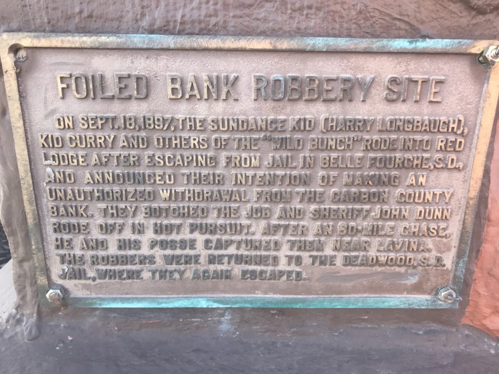 Foiled Bank Robbery sign in Red Lodge, MT