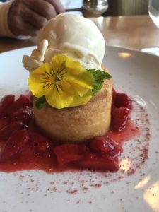 Warm Butter Cake with ice cream and strawberries at LARK, Ashland, OR