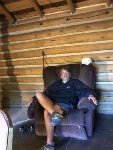Bub Relaxing in cabin at Elkhorn Hot Springs, MT