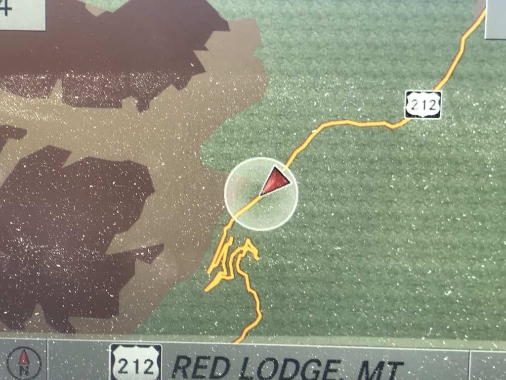 My car's navigation picture of the switchbacks Beartooth Highway MT