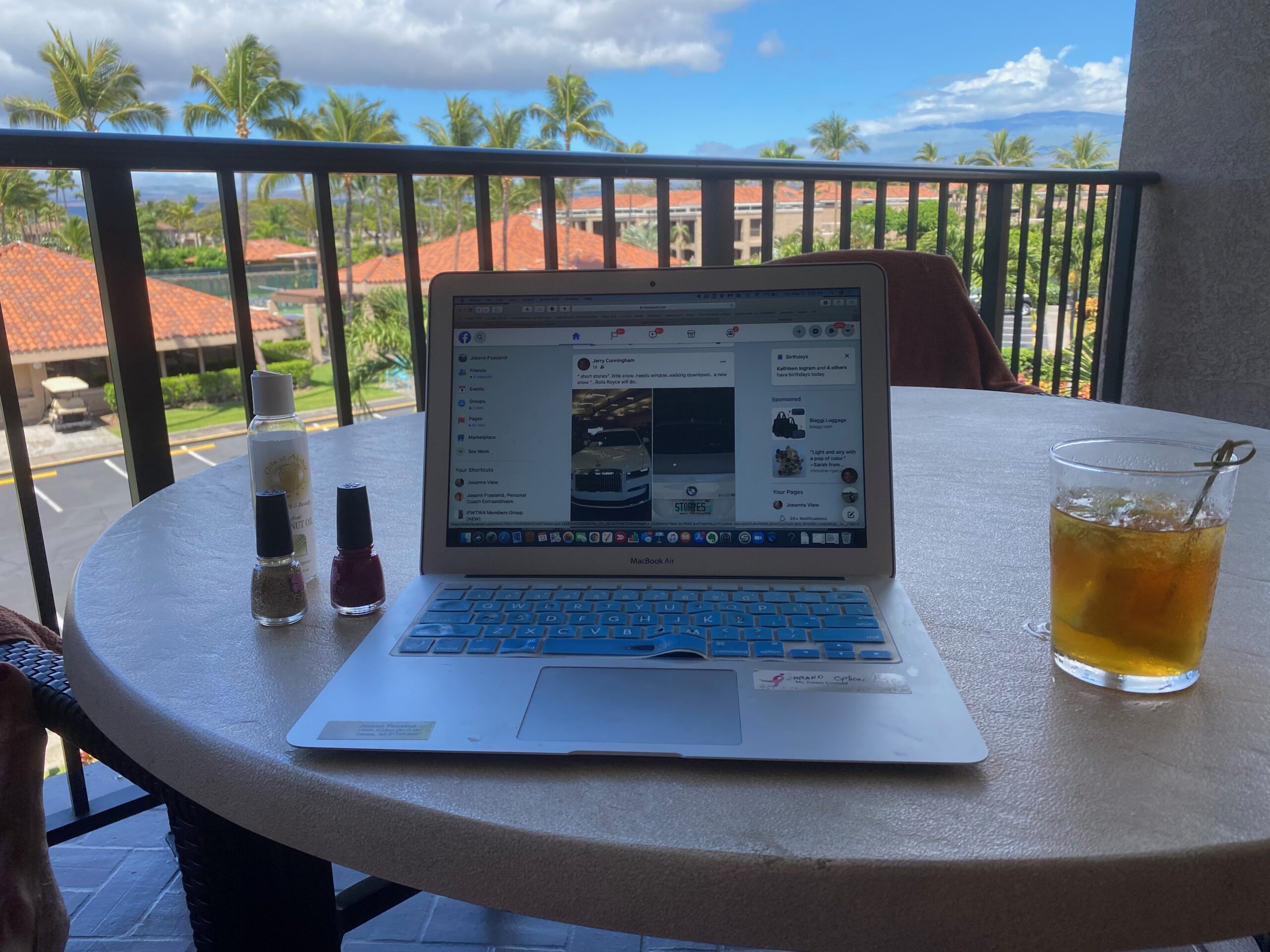 Working on the lanai