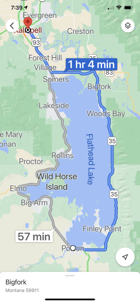 Route from Polson to Bigfork